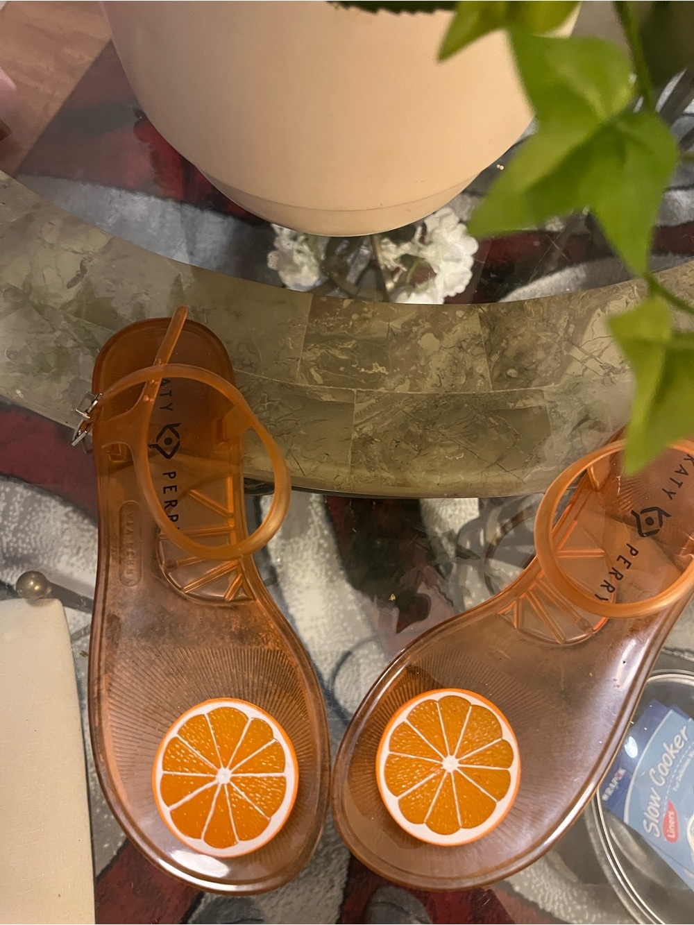 Katy Perry Collections Orange Jelly Sandals with Citrus Medallions - Picture 6 of 7